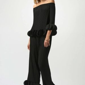 Pantalones plisados ​​de pierna ancha de georgette JOSEPH RIBKOFF