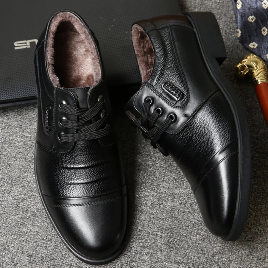 Chaussures homme à lacets doublées chaudes marron foncé - Imagen 4