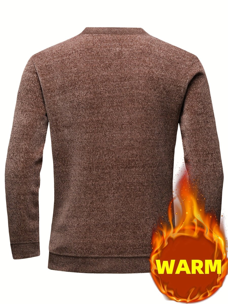 Pull Homme Col Rond Tricoté Maille Texturée Rayures Poitrine Manches Longues - Imagen 9