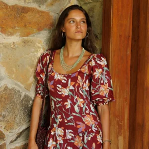 VESTIDO ALGODÓN BURDEOS