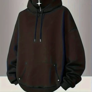 Sweat à capuche ample noir col montant zippé pendentif étoile