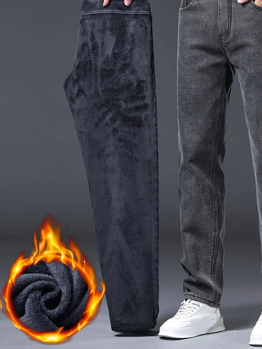 Jean homme gris foncé délavé style décontracté avec 5 poches - Imagen 6