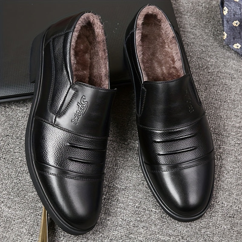 Mocassins Homme Doublés Hiver Noirs avec Semelle Noire et Détails Texturés - Imagen 2