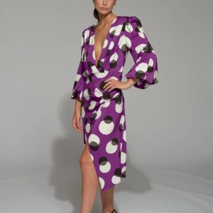 Vestido midi lunares lazo