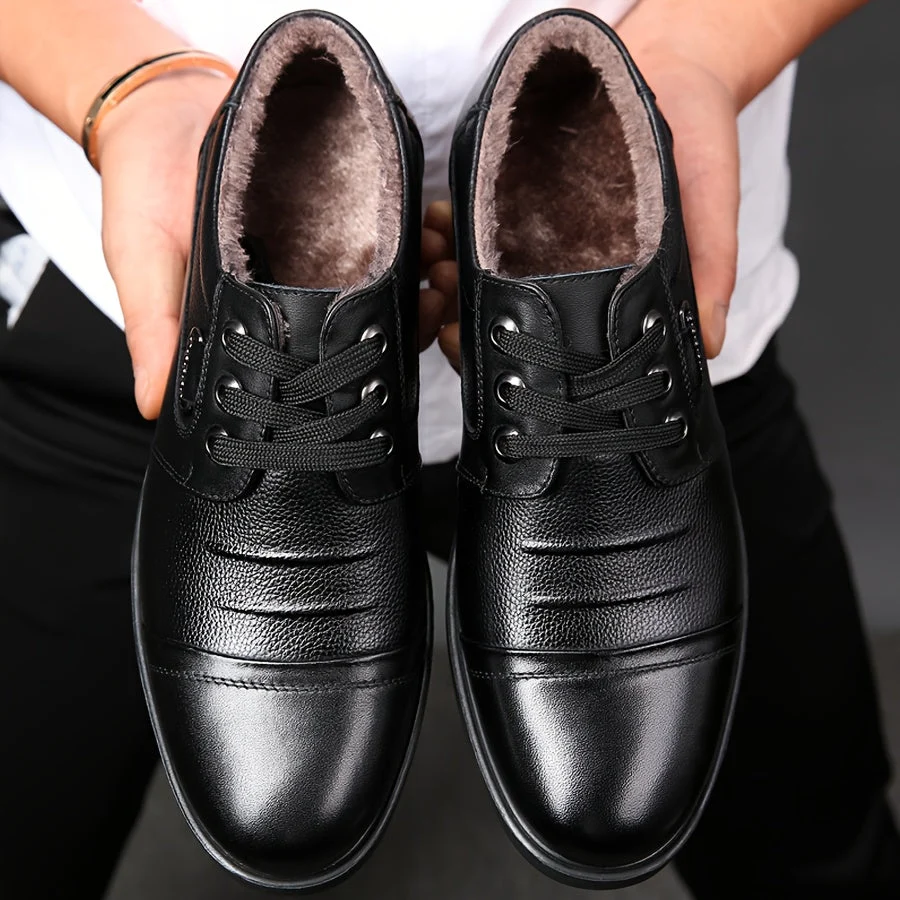 Chaussures homme à lacets doublées chaudes marron foncé - Imagen 3