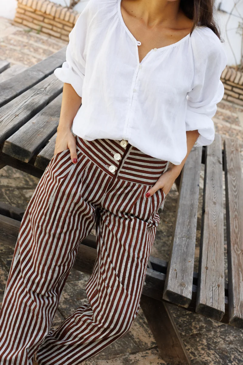 PANTALÓN RAYAS MARRÓN - Imagen 3
