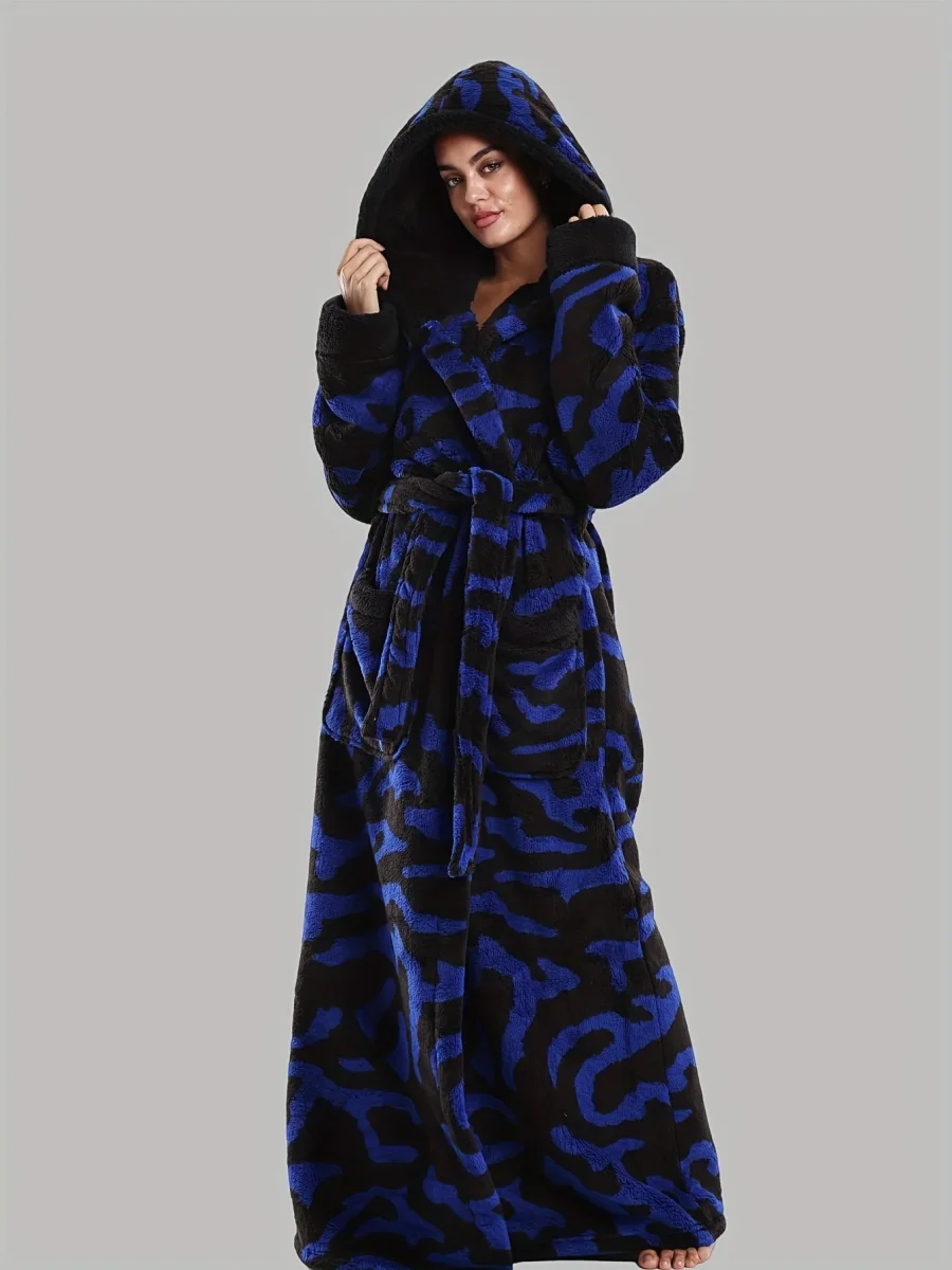 Robe de Chambre Femme Longue à Capuche Motif Léopard - Imagen 3