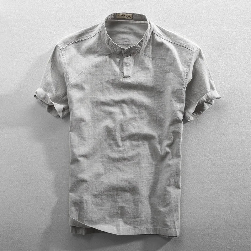 Elegante camisa de verano de algodón y lino - Imagen 5