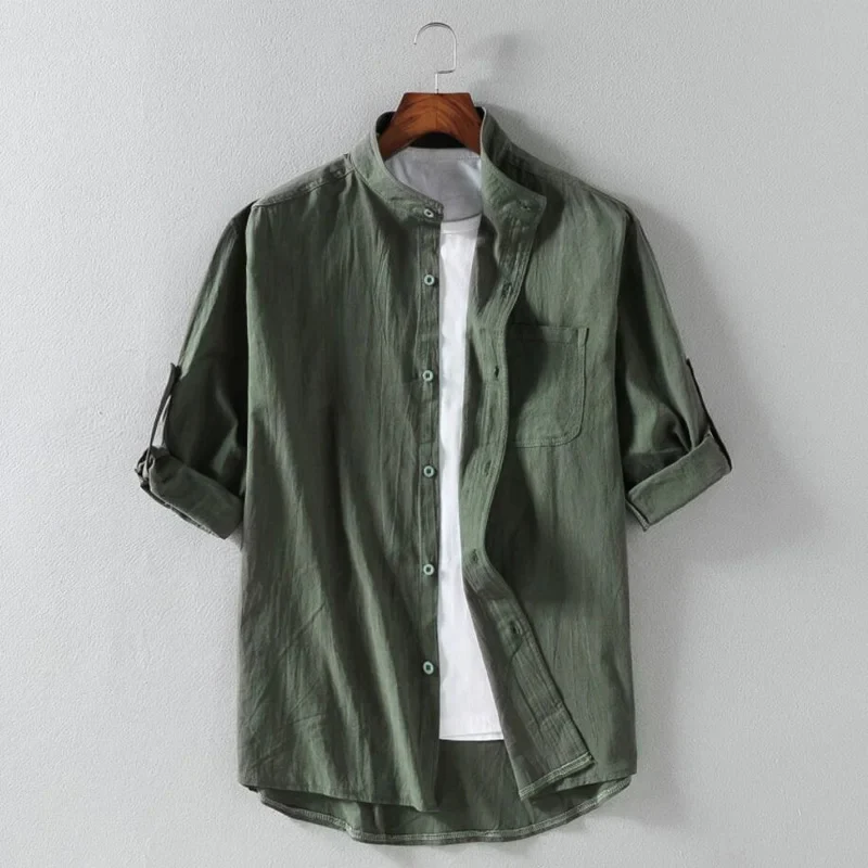 Camisa de lino de manga corta para hombre - Imagen 4