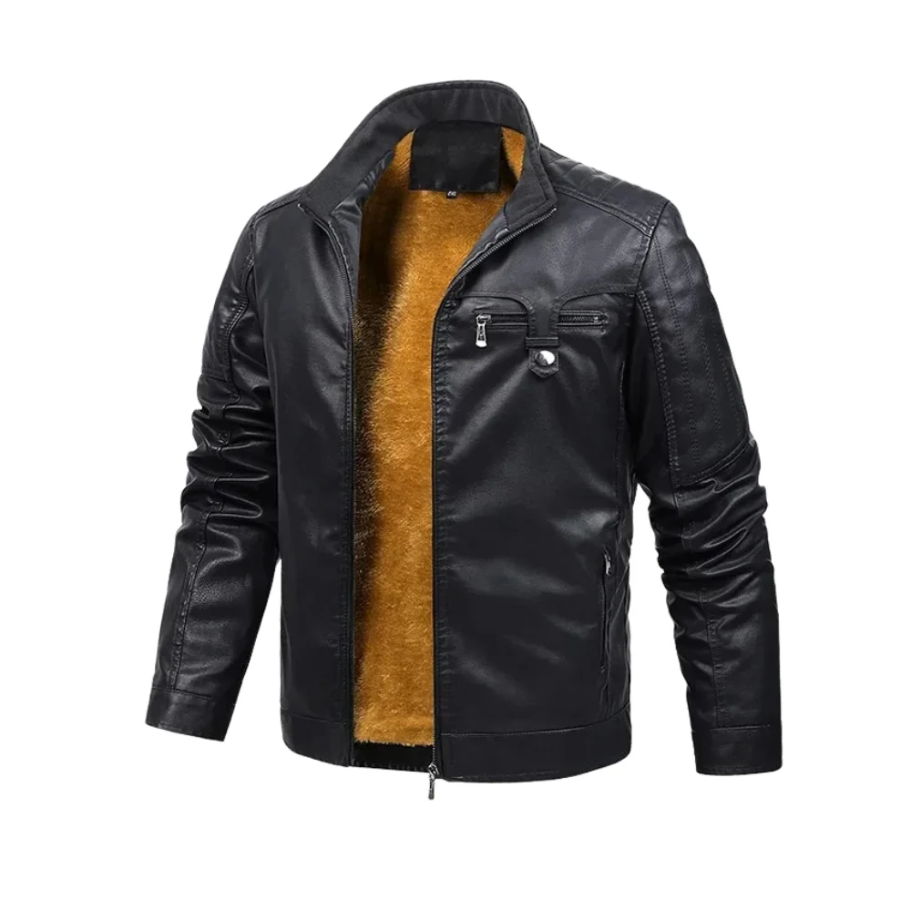 Chaqueta de cuero retro con forro polar - Imagen 4