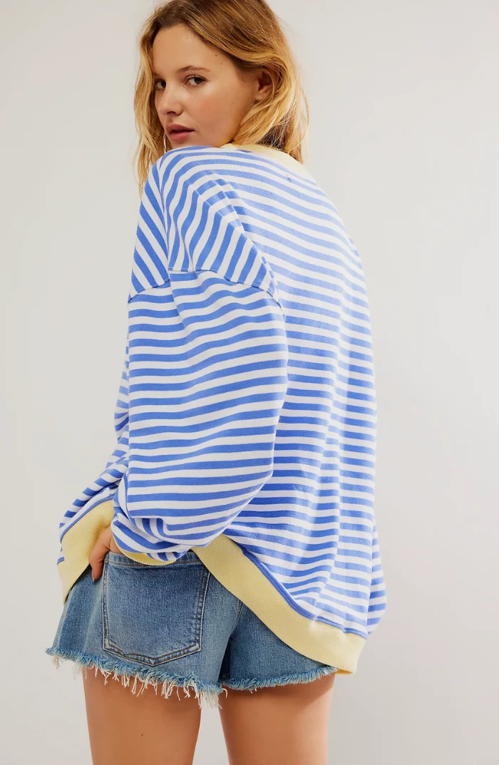 Sweat-shirt ample à rayures style décontracté pour femme - Mode urbaine tendance - Imagen 5