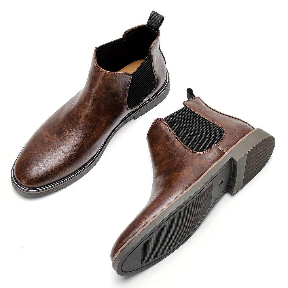 Bottes Chelsea Homme Marron Foncées Élastiquées Style Classique - Imagen 3
