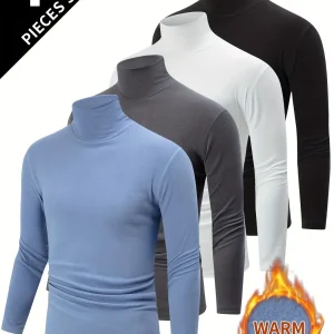 Lot de 4 Pulls Col Roulé Homme Manches Longues Couleurs Assorties