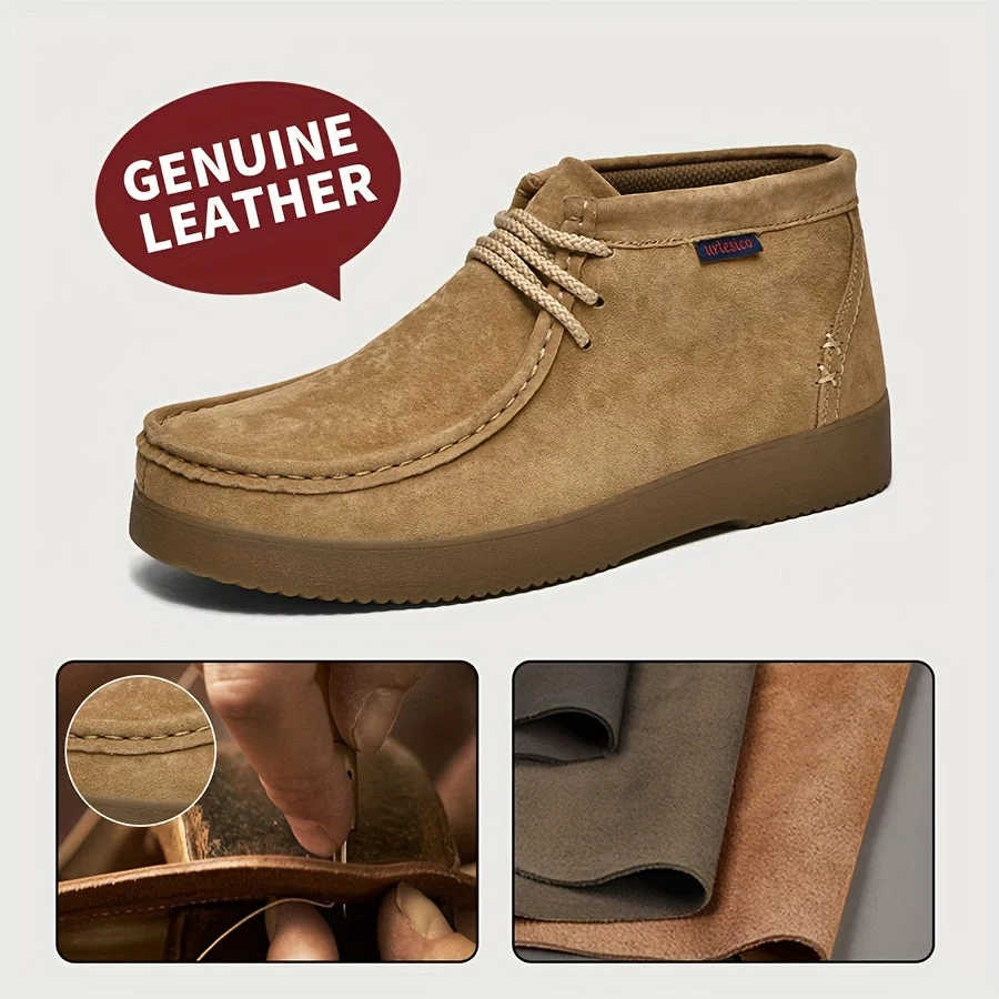 Chaussures montantes homme à lacets style mocassin, couleur unie, semelle épaisse - Imagen 5