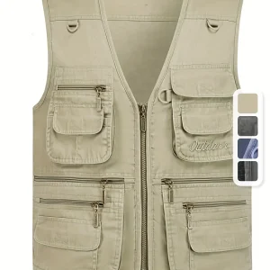 Gilet multi-poches homme style outdoor pour la pêche, la randonnée et la photographie