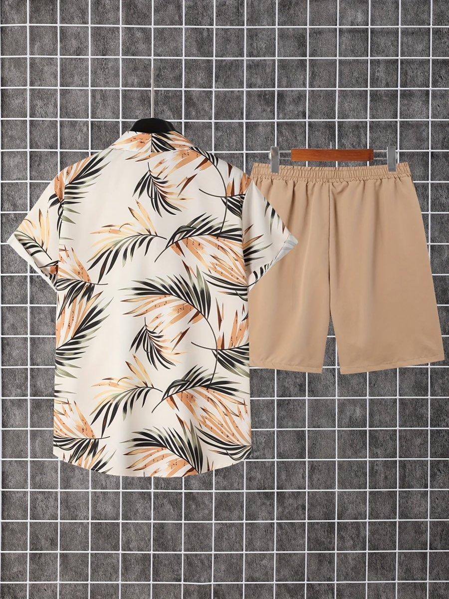 Ensemble Décontracté Estival pour Homme - Chemise Imprimée Palmiers & Short - Style Plage et Vacances - Imagen 6