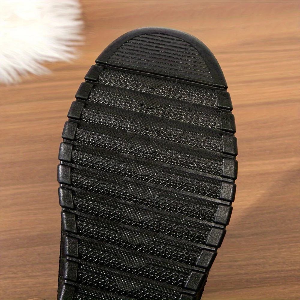 Chaussons Homme Doublés Chaussures Simples à Enfiler Hiver Noir - Imagen 9