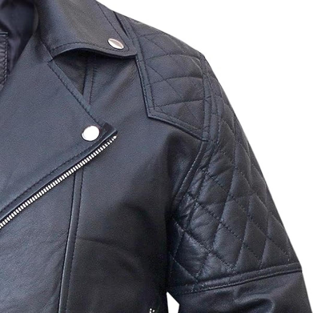 Chaqueta de piel auténtica Brando para hombre con doble cremallera. - Imagen 5