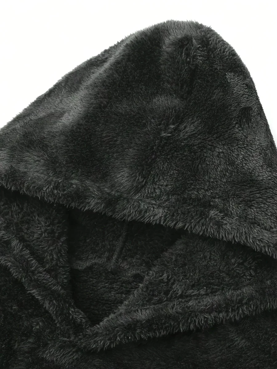 Ensemble Homme Doux Noir à Capuche et Pantalon Motif Géométrique Relief - Imagen 6