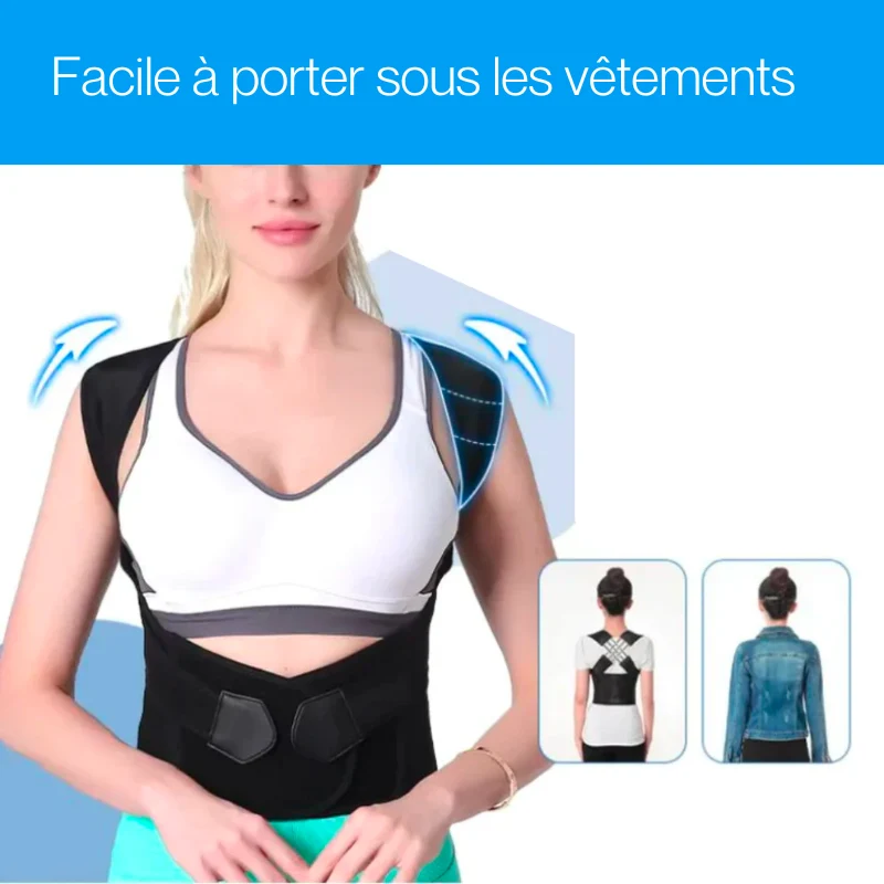 Correcteur de posture dorsal pour homme – Soutien ergonomique pour le dos et les épaules, maintien du dos, redresseur de posture - Imagen 9