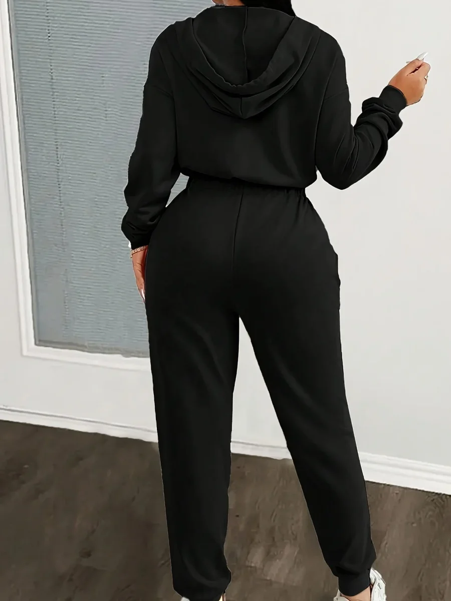 Combinaison Femme à Capuche Zippée devant Manches Longues Taille Élastiquée Jambes Fuselées - Imagen 5