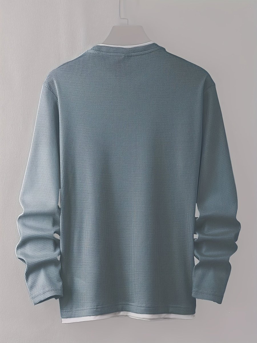 Pull homme texturé gaufré manches longues imprimé smiley col rond - Imagen 7