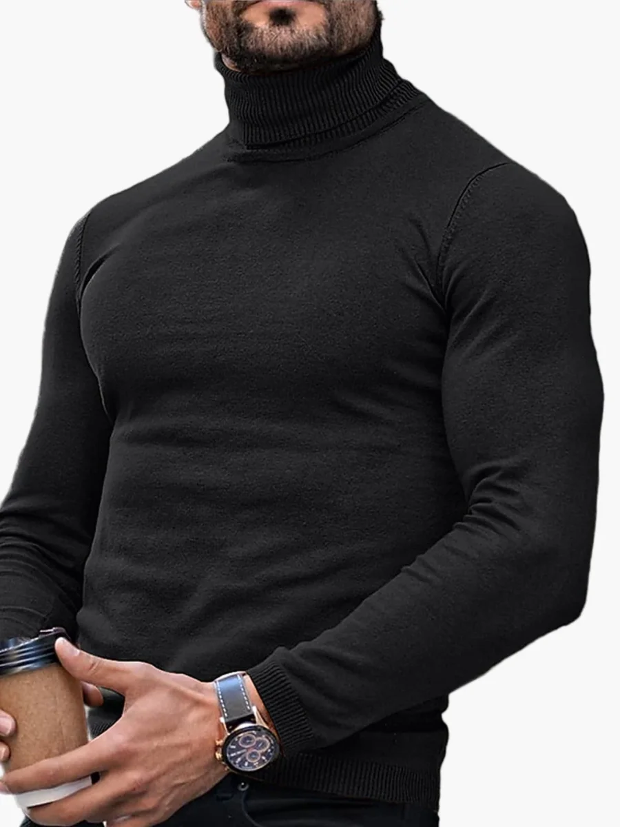 Pull col roulé homme style moderne élégant casual pour automne et hiver - Imagen 5