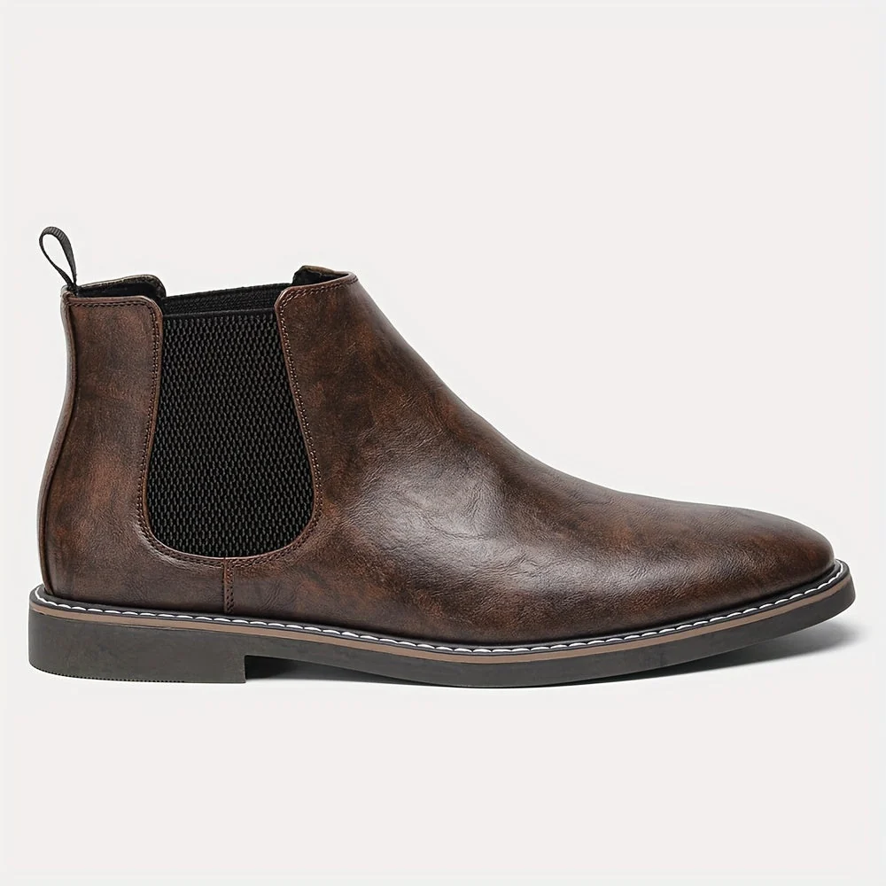 Bottes Chelsea Homme Marron Foncées Élastiquées Style Classique - Imagen 7
