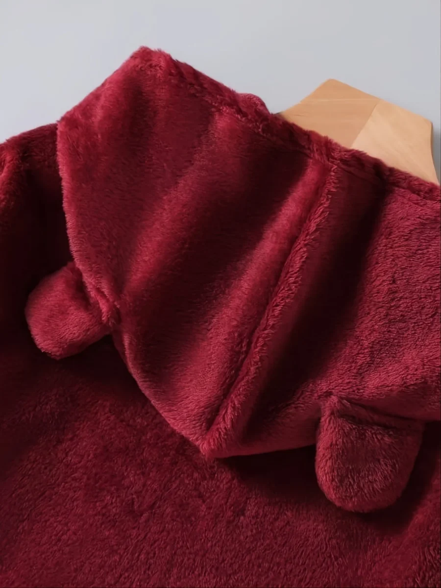 Pull à Capuche Teddy Femme Motif Chat "Fluff You" Rouge Bordeaux avec Oreilles - Imagen 8
