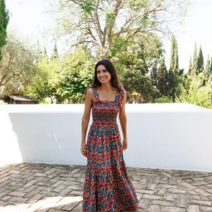 VESTIDO MAGENTA FLORES