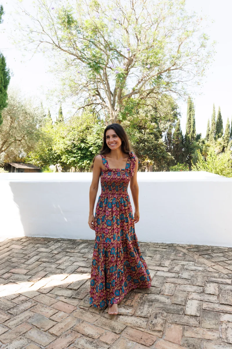 VESTIDO MAGENTA FLORES