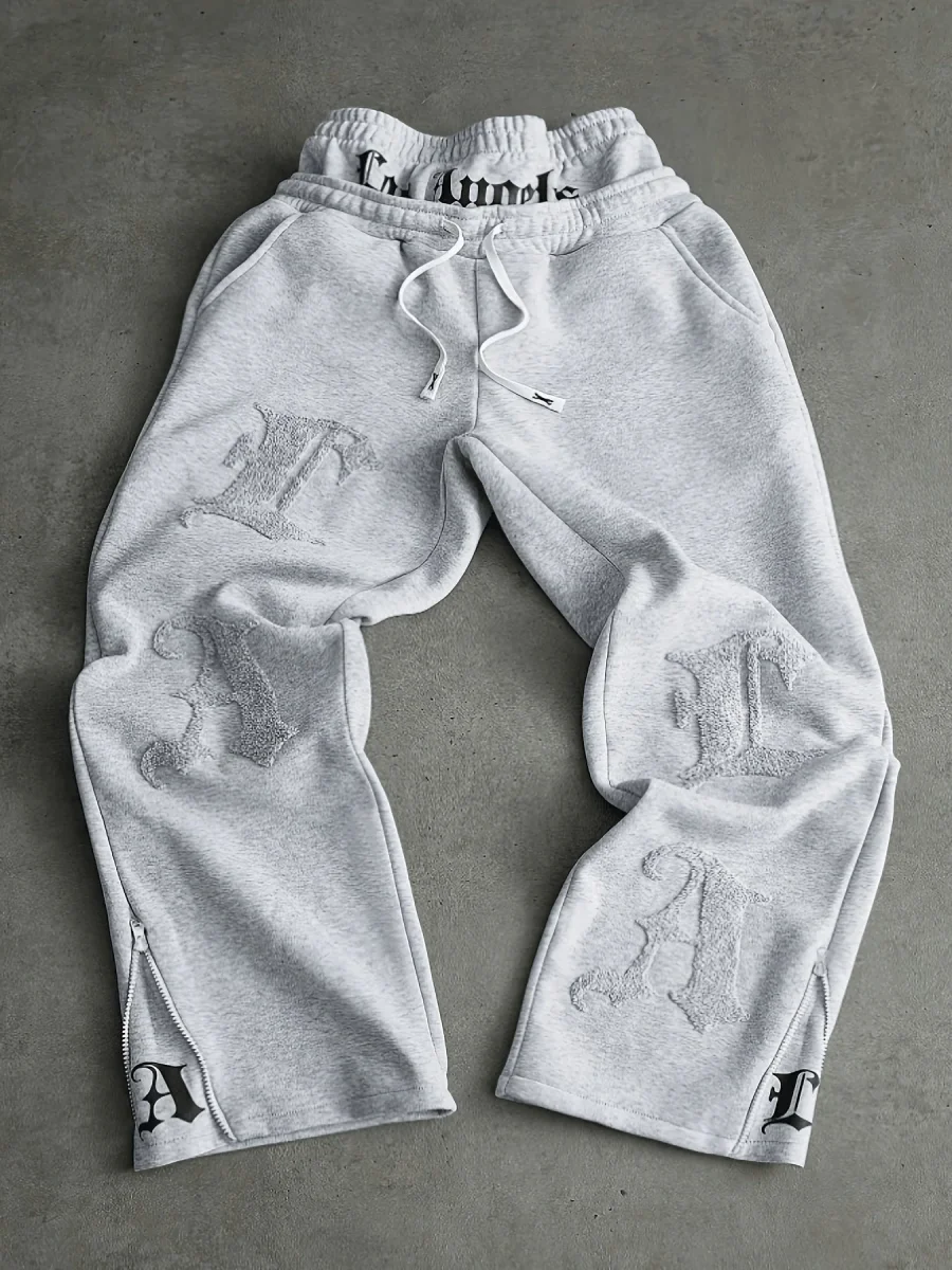 Pantalon de jogging ample brodé noir pour homme - Imagen 5