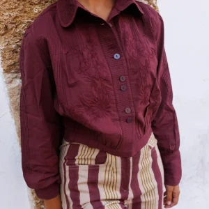 CAMISA BORDADA BURDEOS