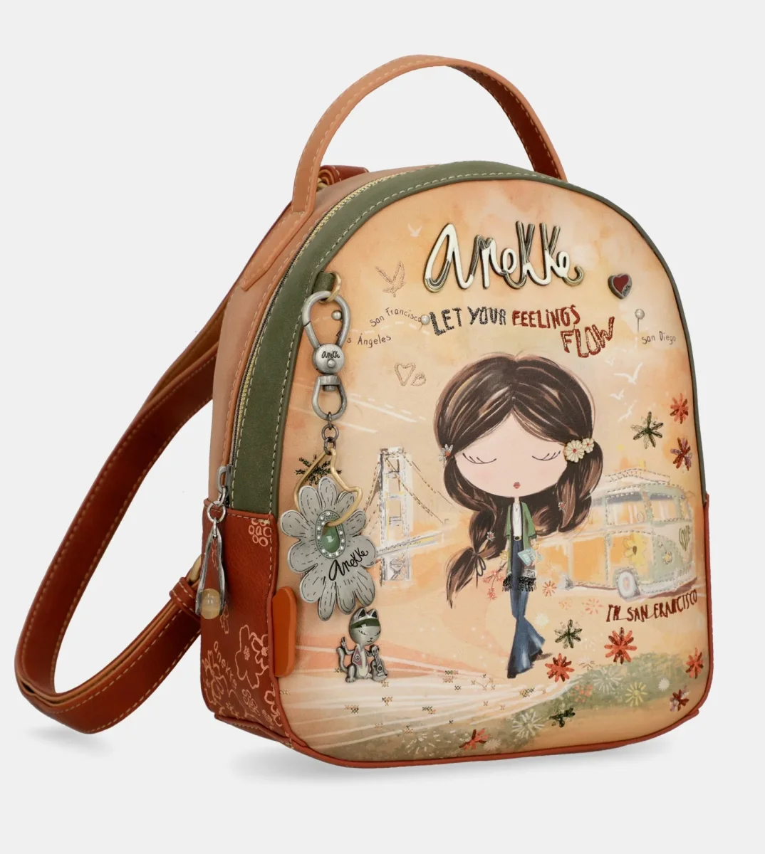 Mochila pequeña Anekke Peace & Love Camel 38805-188