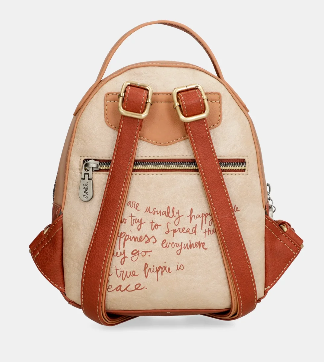 Mochila pequeña Anekke Peace & Love Camel 38805-188 - Imagen 4