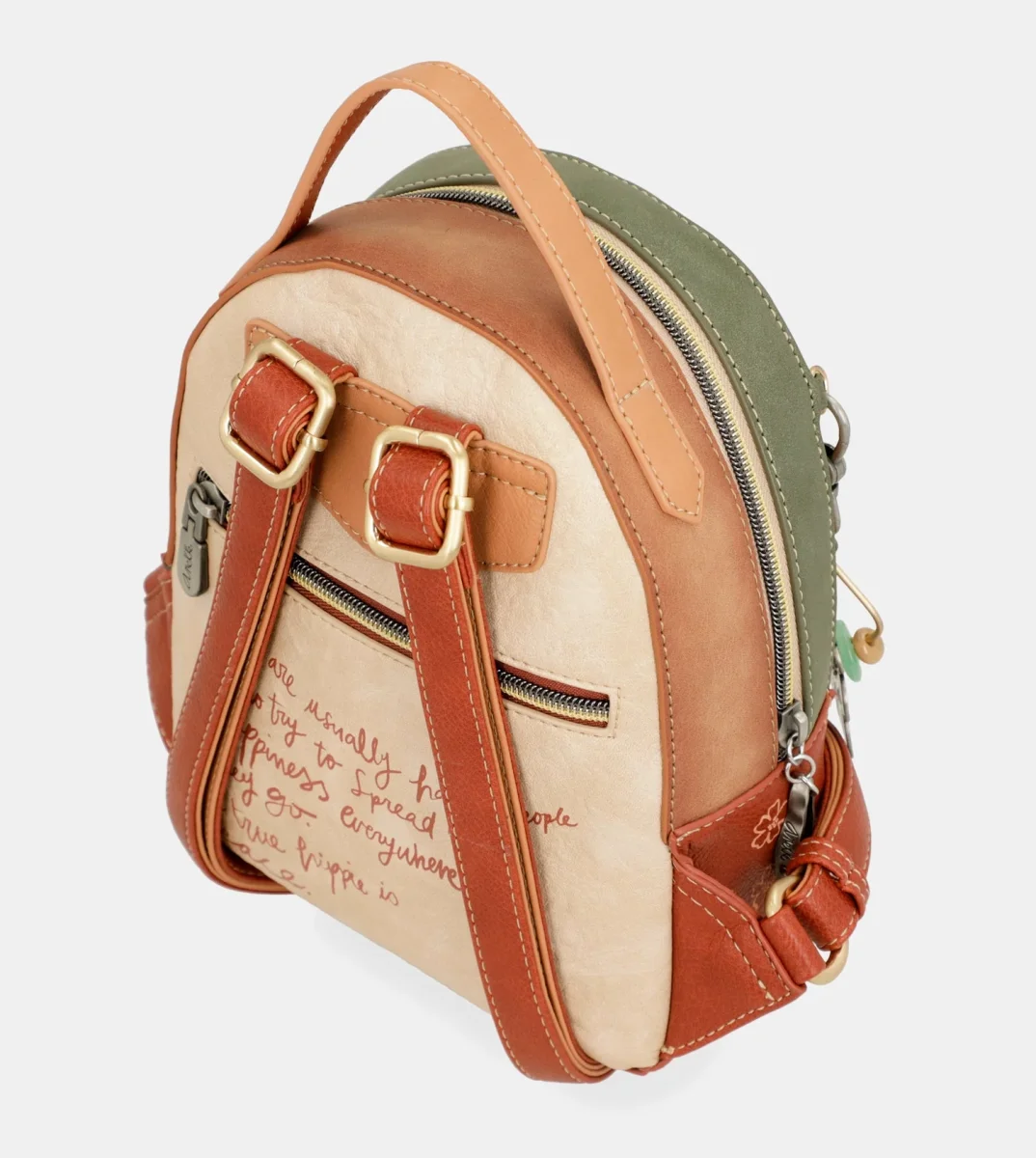 Mochila pequeña Anekke Peace & Love Camel 38805-188 - Imagen 5
