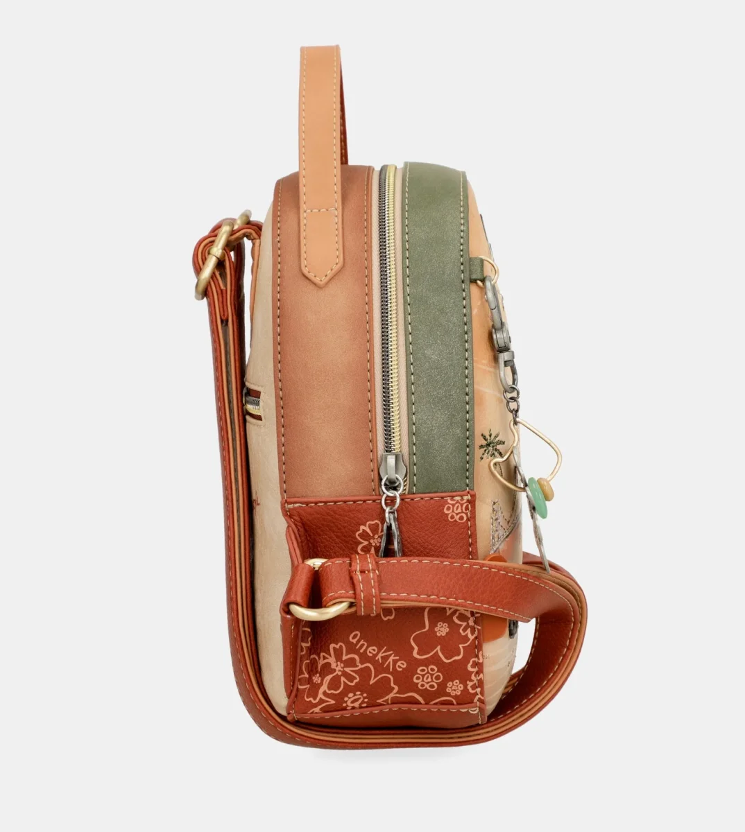 Mochila pequeña Anekke Peace & Love Camel 38805-188 - Imagen 6