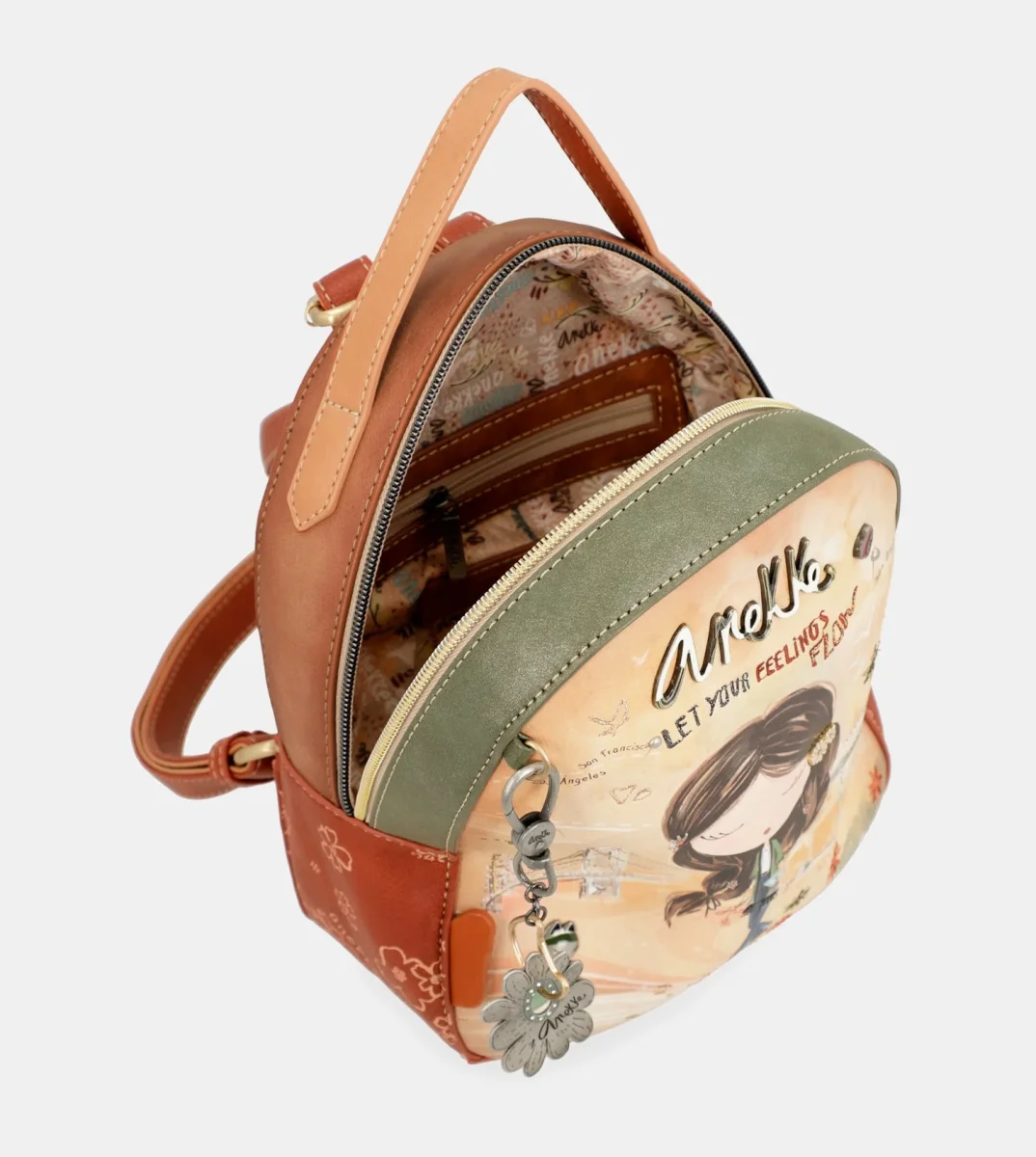 Mochila pequeña Anekke Peace & Love Camel 38805-188 - Imagen 7