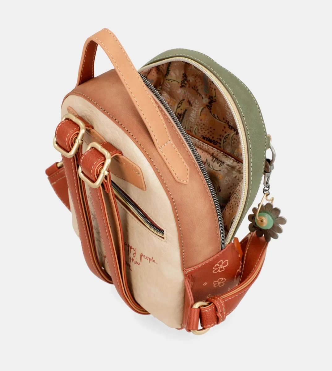 Mochila pequeña Anekke Peace & Love Camel 38805-188 - Imagen 8
