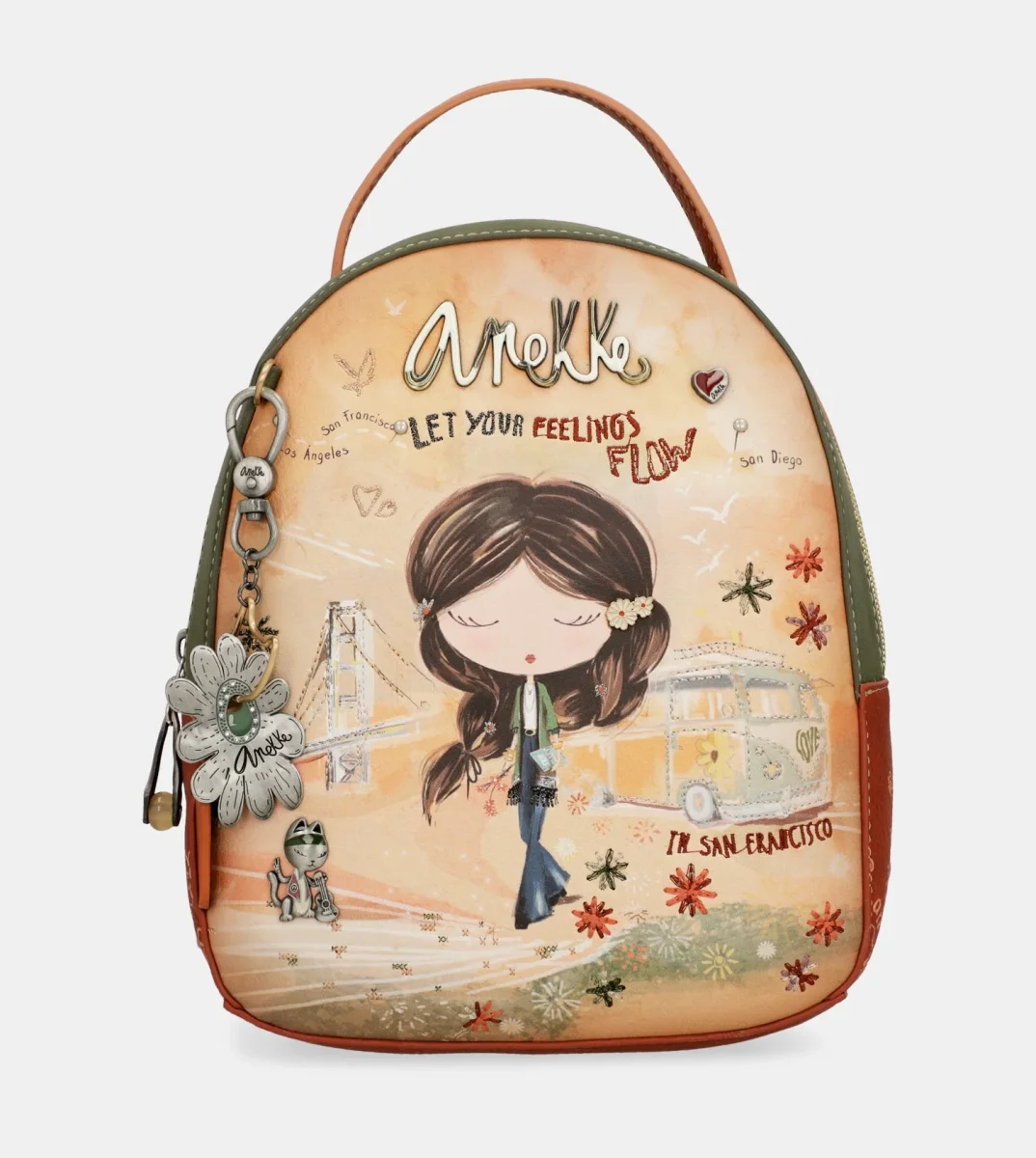 Mochila pequeña Anekke Peace & Love Camel 38805-188 - Imagen 9
