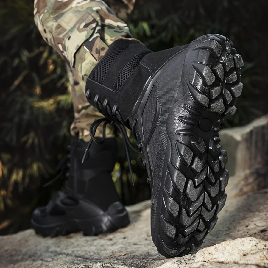 Bottes tactiques homme à lacets, couleur kaki ou noire, robustes, pour extérieur - Imagen 8