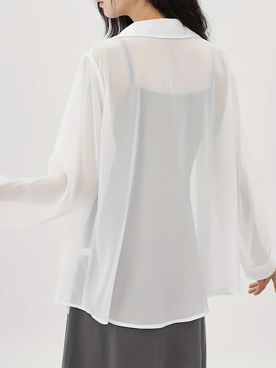 Chemise ample femme style décontracté boutonnée, idéale superposition élégante - Imagen 4
