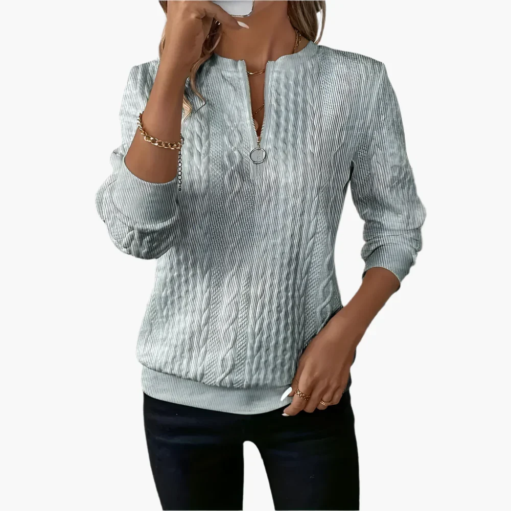 Pull-over Femme Style Casual Élégant à Motif Câble avec Fermeture Éclair – Idéal pour l’Automne et l’Hiver - Imagen 6