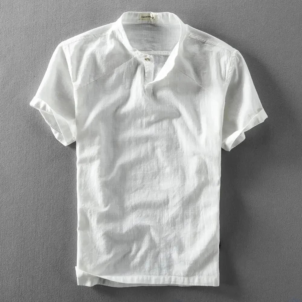 Elegante camisa de verano de algodón y lino - Imagen 3