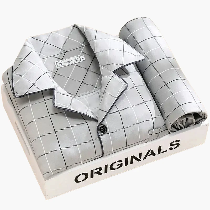 Pyjama Homme Élégant Motif Plumes – Ensemble Confort Nuit et Détente - Imagen 3