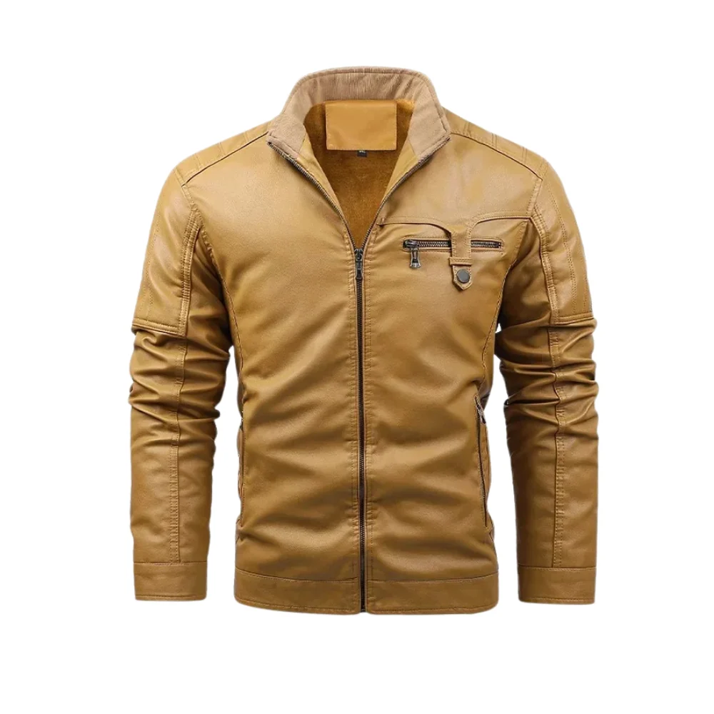 Chaqueta de cuero retro con forro polar - Imagen 5