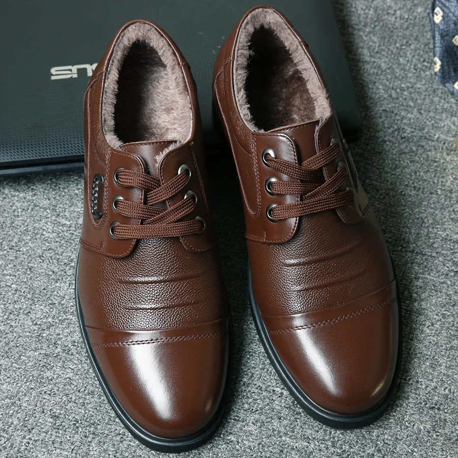 Chaussures homme à lacets doublées chaudes marron foncé - Imagen 8