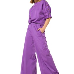 Pantalones palazzo de algodón cintura elástica CAROLINE BISS
