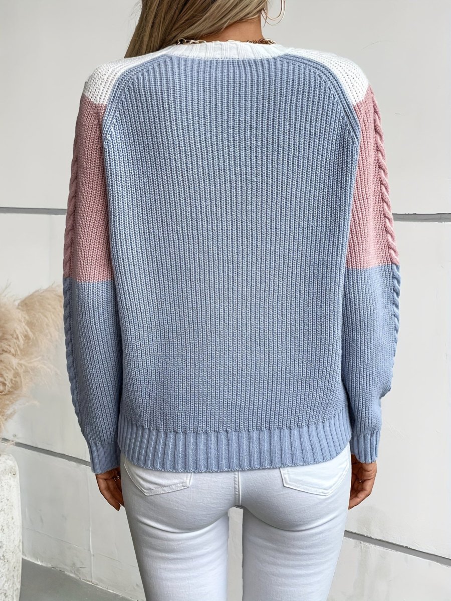 Pull en maille tressée multicolore col rond Femme - Imagen 6