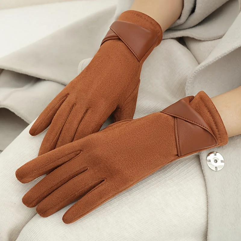 Gants Femme Hiver Chauds avec Manchette Décorative Multicolore - Imagen 6